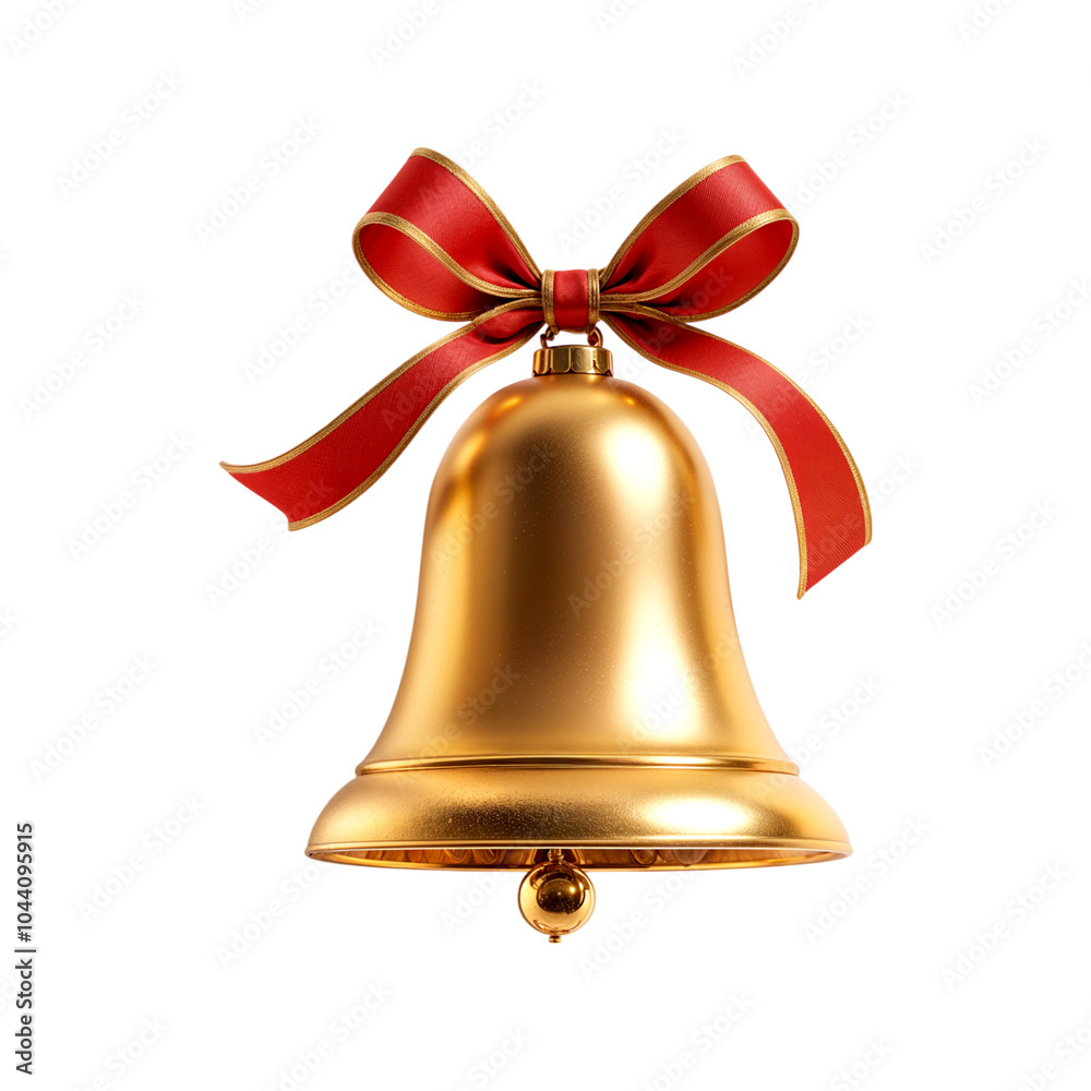 Golden Christmas bell with red bow on a transparent background. Bell PNG Golden Christmas bell with red bow on a transparent background. Bell PNG