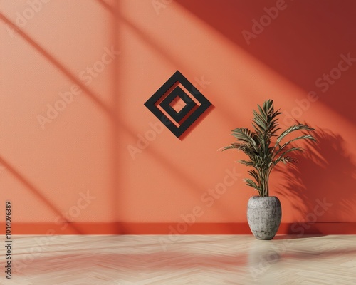 Reflecting logo on an office wall mockup shown against a solid background