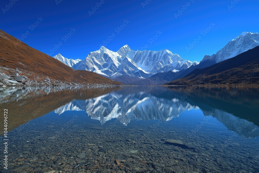 Clear winter lake with mountains Clear winter lake with mountains