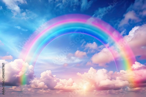 Scenic view of a clear sky with pink clouds and rainbows, low angle