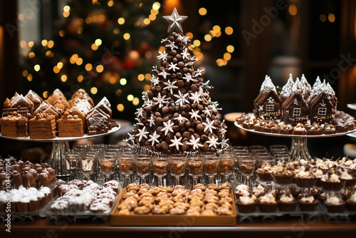 Lavish Christmas dessert buffet with stollen and punch photo