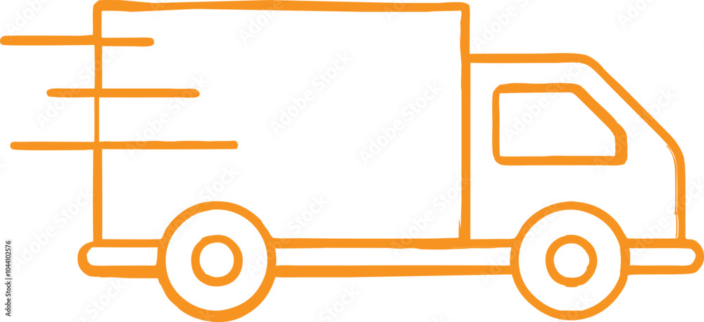 Fast-moving shipping delivery truck line art vector icon. Vector illustration isolated on a white background. Fast-moving shipping delivery truck line art vector icon. Vector illustration isolated on a white background.
