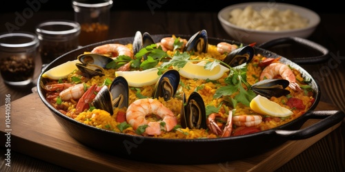 Seafood Paella with Lemon