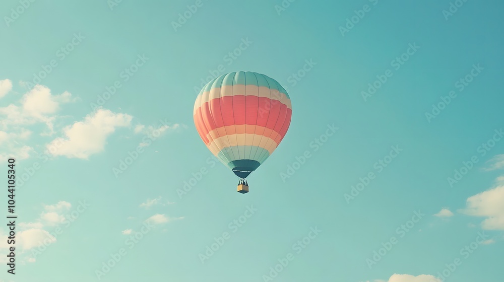 Fototapeta premium A colorful hot air balloon floating in a clear blue sky