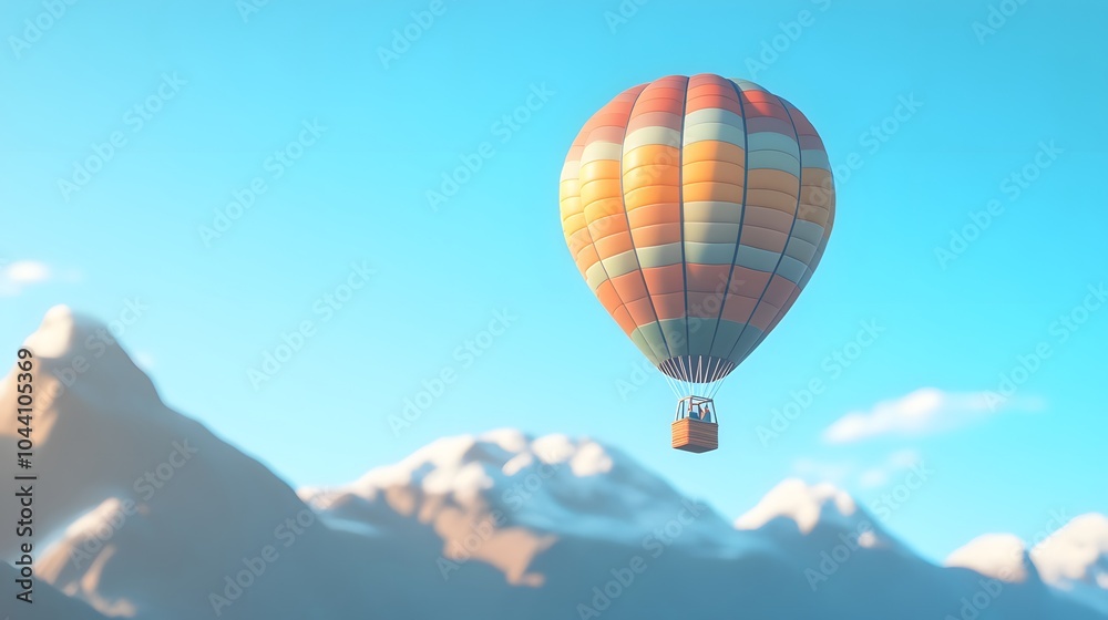 Fototapeta premium A colorful hot air balloon floating in a clear blue sky