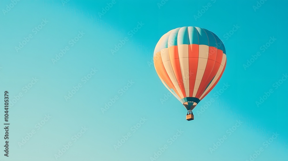 Obraz premium A colorful hot air balloon floating in a clear blue sky