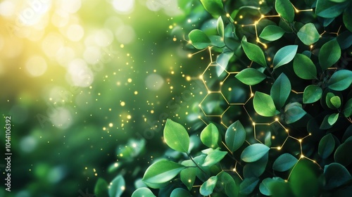 Geometric sustainability design with leaf patterns highlighting biodiversity