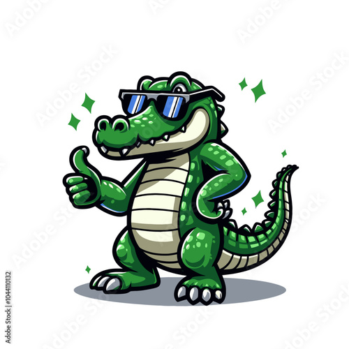 Cool cartoon alligator or crocodile mascot character. Isolated vector illustration