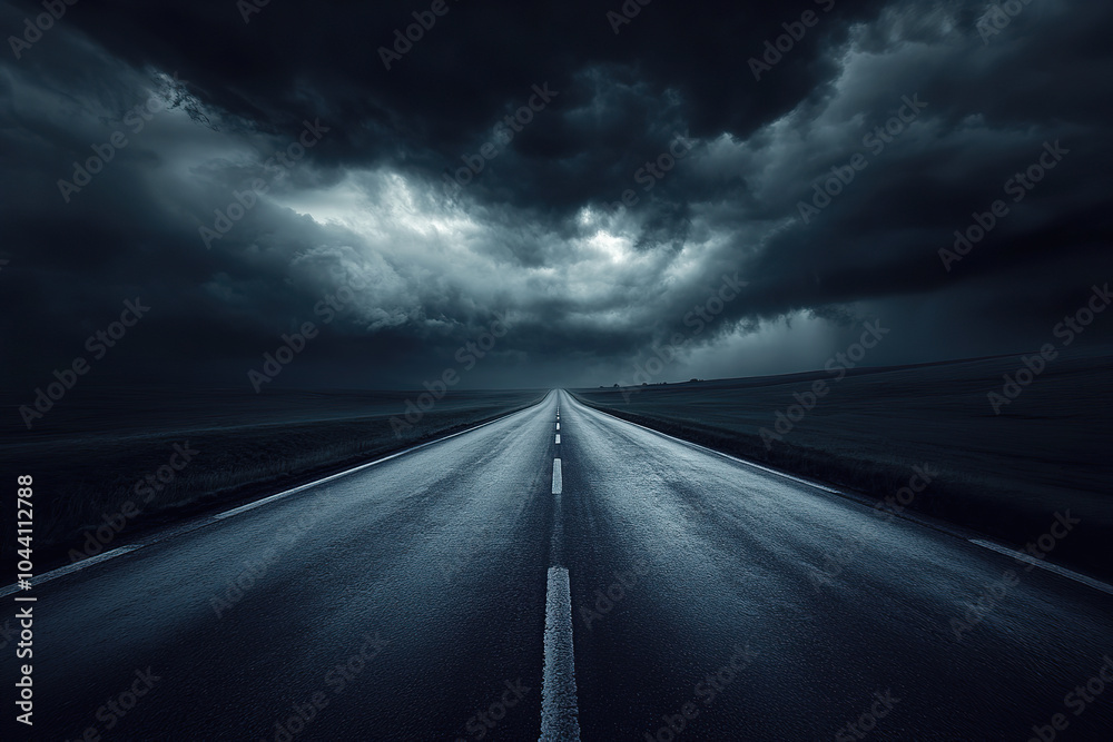 Fototapeta premium Atmospheric Highway with Moody Storm Clouds on the Horizon