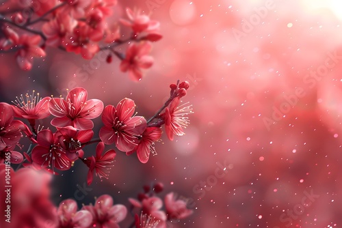 Delicate Cherry Blossoms in a Dreamy Pink Atmosphere
