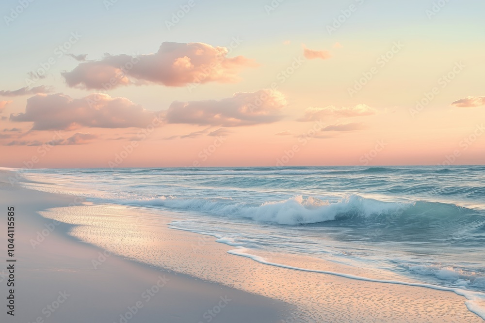 Fototapeta premium Sunrise at the beach with soft waves