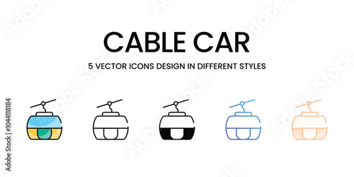 Cable Car vector icons set ready to use web and mobile apps