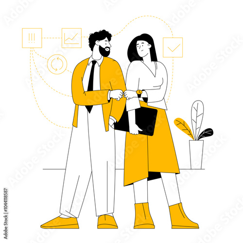 People are celebrating successful partnership.