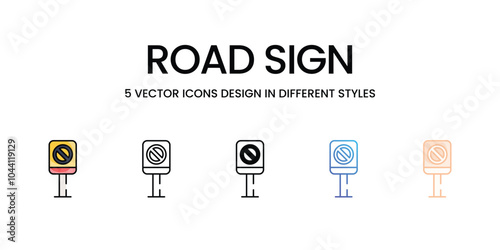 Road Sign vector icons set ready to use web and mobile apps