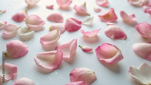 Pink and White Rose Petals on a Light Surface