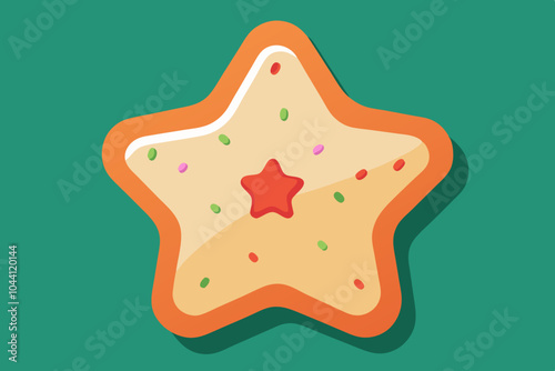 A star-shaped Christmas cookie with frosting and sprinkles. vector illustration .