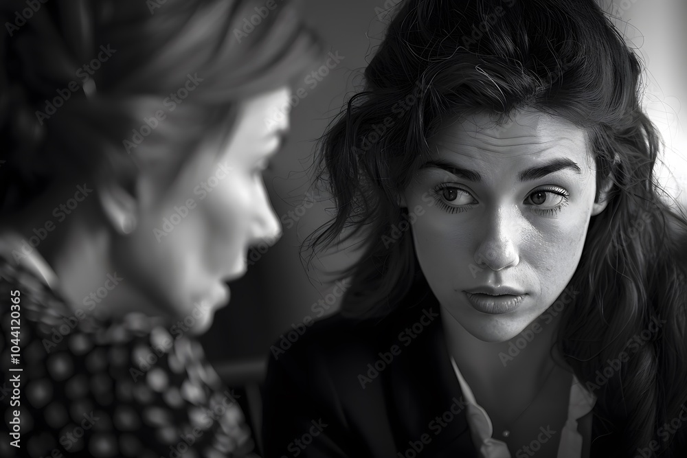 Intense Conversation in Black and White: A Moment of Reflection Intense Conversation in Black and White: A Moment of Reflection