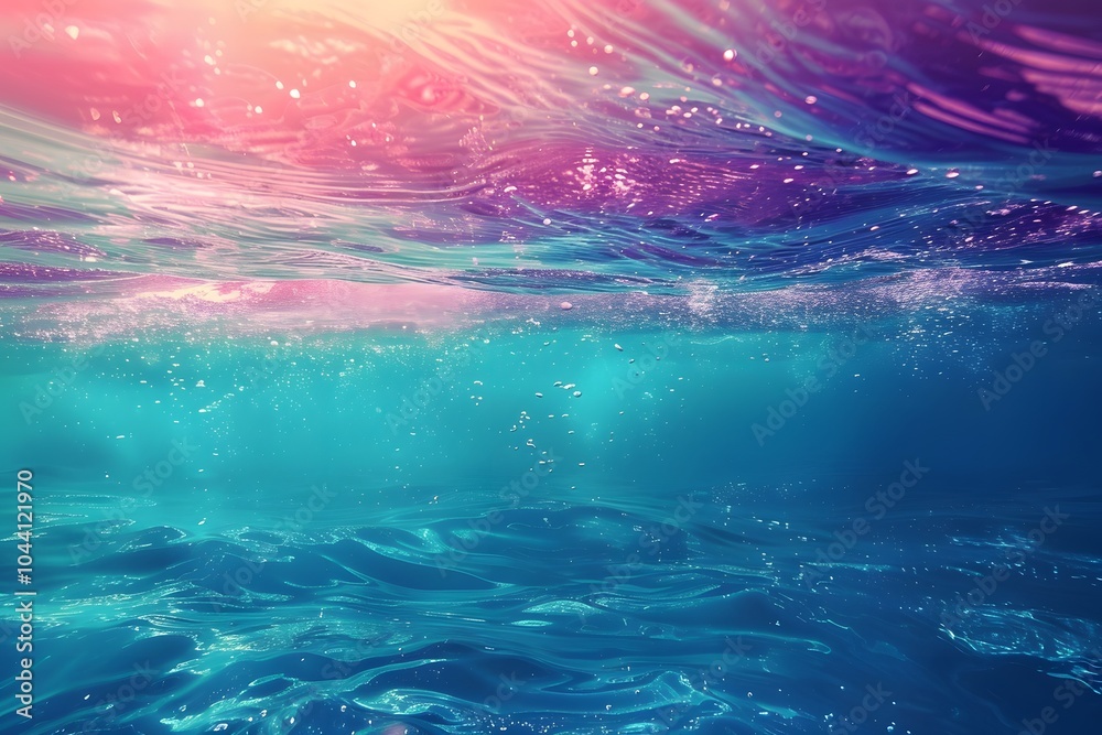 Ethereal Underwater Scene with Vibrant Colors and Bubbles Ethereal Underwater Scene with Vibrant Colors and Bubbles