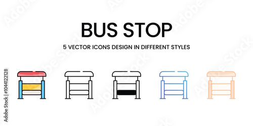 Bus Stop vector icons set ready to use web and mobile apps