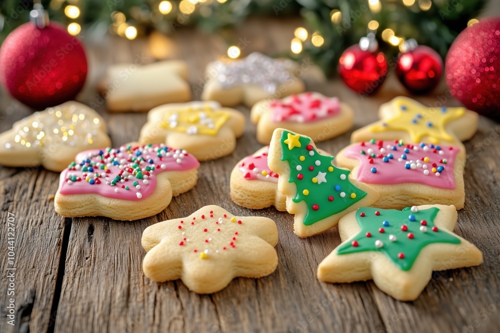 Star and heart-shaped Christmas cookies with colorful icing Star and heart-shaped Christmas cookies with colorful icing