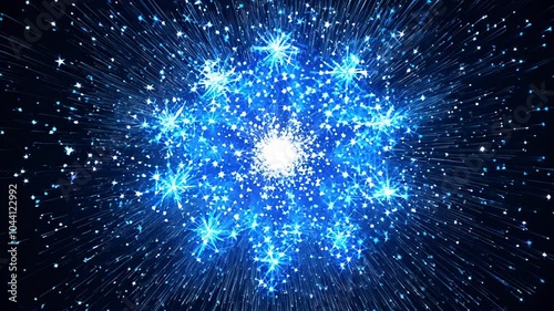 Explosion of blue light particles in outer space forming a starry nebula effect. video