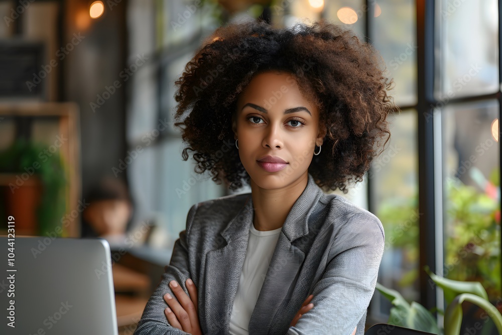 Confident Professional in a Modern Café Setting Confident Professional in a Modern Café Setting