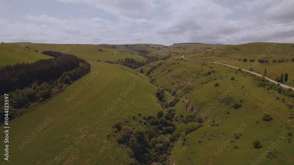 Aerial photography of mountains, aerial photography of green mountains, nature in the Caucasus, aerial photography of the North Caucasus, nature of the Caucasus
