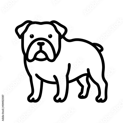 Standing bulldog icon in black outline drawing