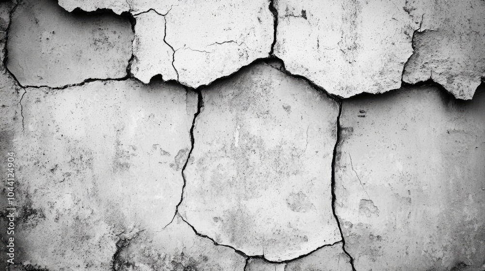 Fototapeta premium Cracked Wall Texture in Black and White