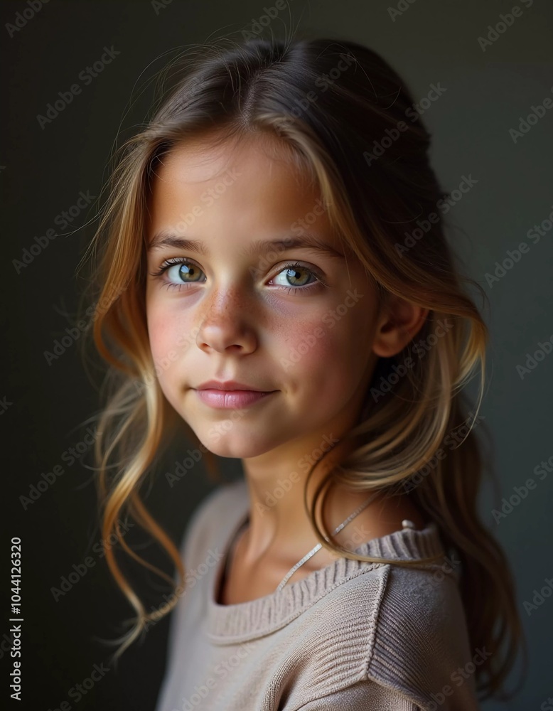 A young cute Caucasian girl residing in France is captured in a moment of reflection, her wavy hair falling gracefully around her shoulders while she exudes calm confidence. Generative AI A young cute Caucasian girl residing in France is captured in a moment of reflection, her wavy hair falling gracefully around her shoulders while she exudes calm confidence. Generative AI