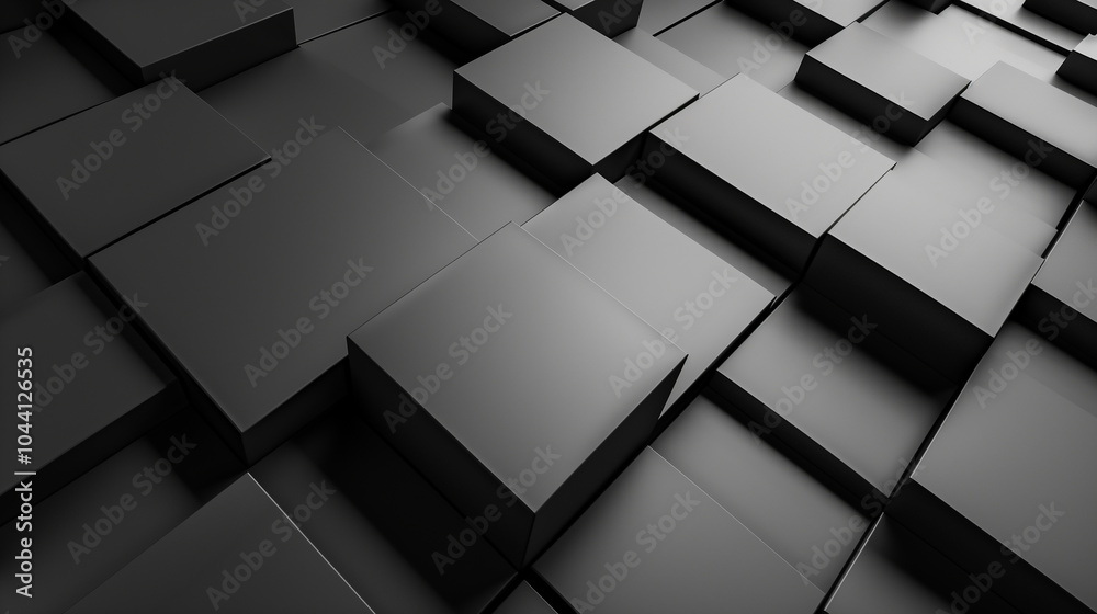 A black and white image of a black cube pattern A black and white image of a black cube pattern