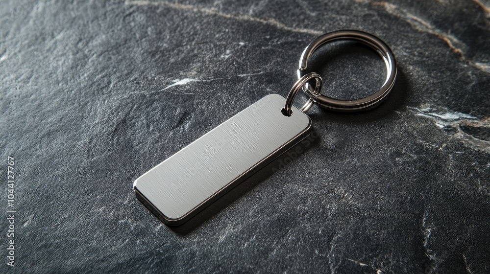 Metallic Keychain on a Dark Textured Surface