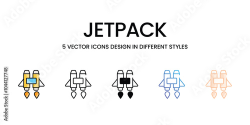 Jetpack vector icons set ready to use web and mobile apps