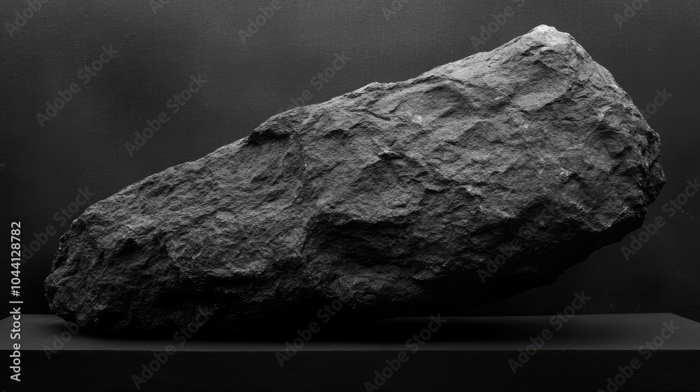 Fototapeta premium Dark Stone on Black Background for Artistic Display