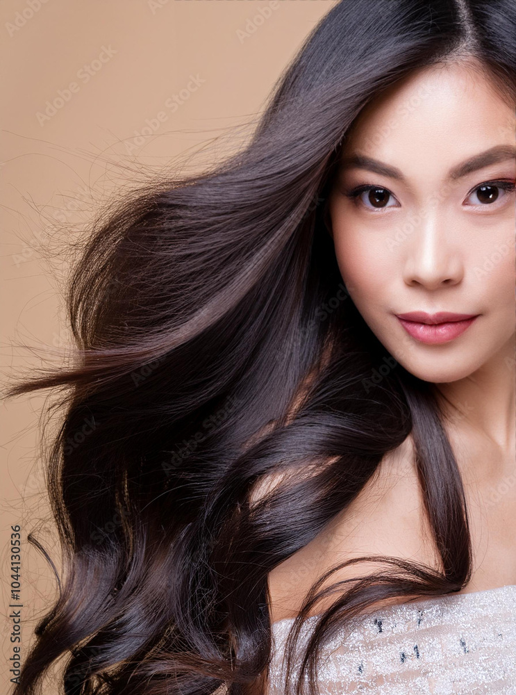 A beautiful Asian woman with long hair, exuding elegance and grace, captured in a serene and captivating pose. A beautiful Asian woman with long hair, exuding elegance and grace, captured in a serene and captivating pose.