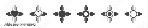 Native Americans sun Zia symbol. Stylized Zia symbol vector icon isolated on white background. Zia symbol