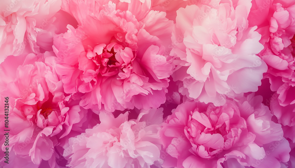 Fluffy pink peonies flowers background. A Flurry of Fluffy Pink Peonies in Full Bloom Fluffy pink peonies flowers background. A Flurry of Fluffy Pink Peonies in Full Bloom