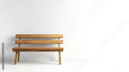 Scandinavian Wooden Bench Against Minimalistic Background