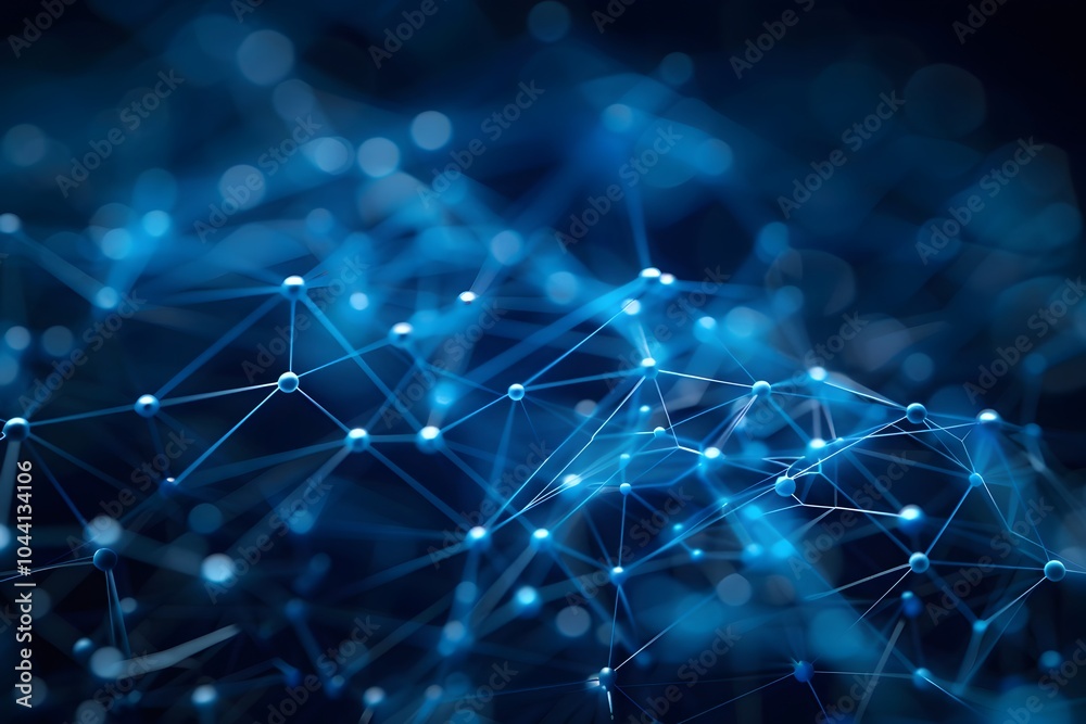 Abstract Blue Network Visualization with Nodes and Connections Abstract Blue Network Visualization with Nodes and Connections