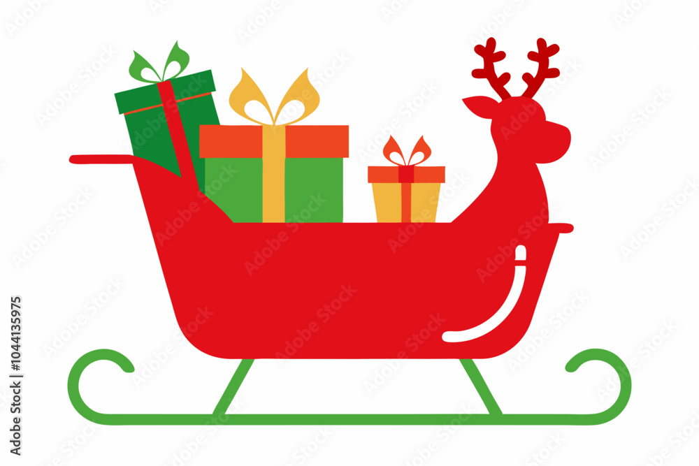 Naklejka premium Christmas sleigh with gifts.vector illustration.