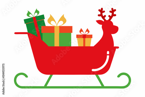 Christmas sleigh with gifts.vector illustration.