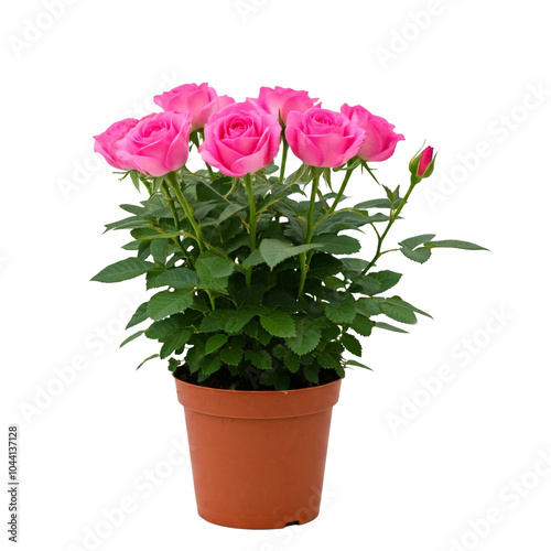 Wallpaper Mural Miniature rose plant in pot isolated on white background Torontodigital.ca