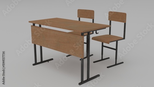 school desk with school furnitures