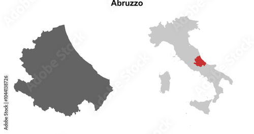 Abruzzo blank outline map set