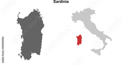 Sardinia blank outline map set