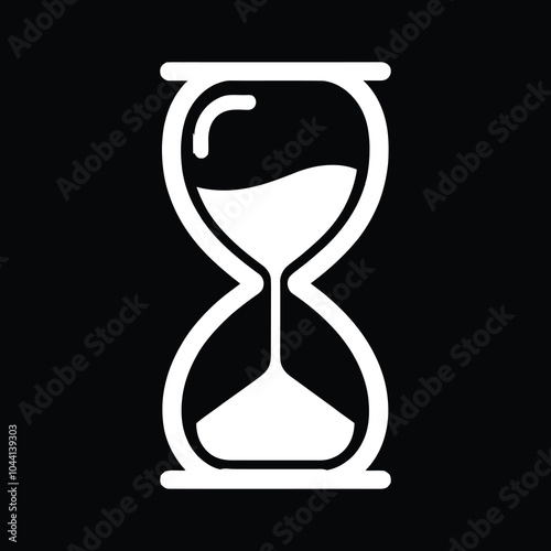 An elegant, simple vector hourglass icon that symbolizes time management with a contrasting background.