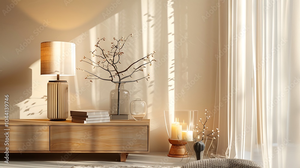 Fototapeta premium Modern Interior of Stylish Living Room ,Wall Mock Up, Frame , Poster with Beautiful Background, 3d render