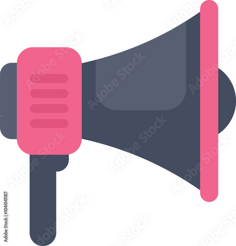 Pink and grey megaphone is making an announcement on a white background
