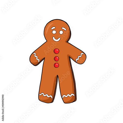 Hand drawn cute gingerbread cookie person