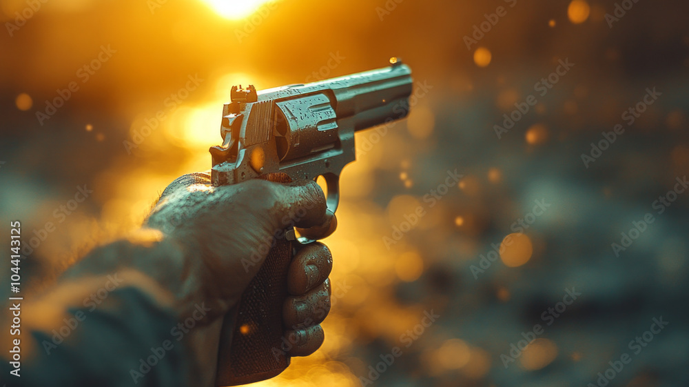 Dramatic Handgun Shooting Action,generative ai Dramatic Handgun Shooting Action,generative ai